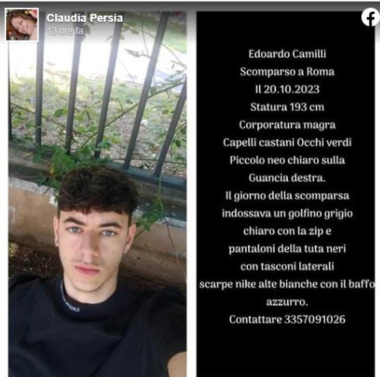 adn24 roma | scomparso 17enne appello social della mamma di edoardo camilli