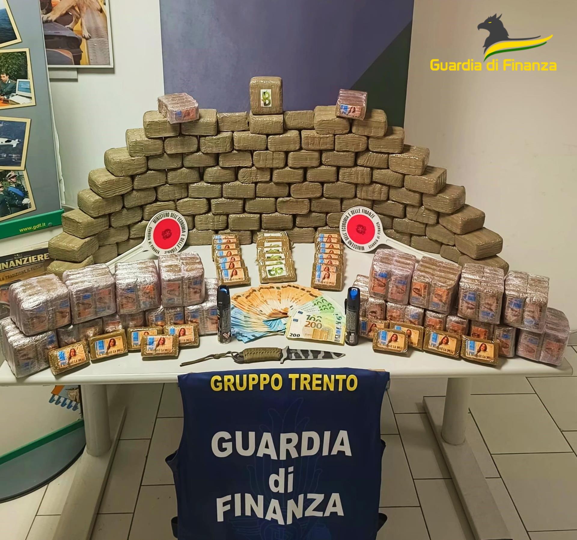  ‣ adn24 trento | sequetrati 65 kg di hashish del valore di 780.000 euro: fermato responsabile