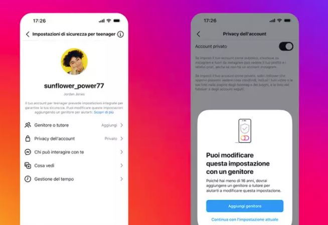 adn24 instagram limiti per i teenager serve il consenso dei genitori per sbloccarli